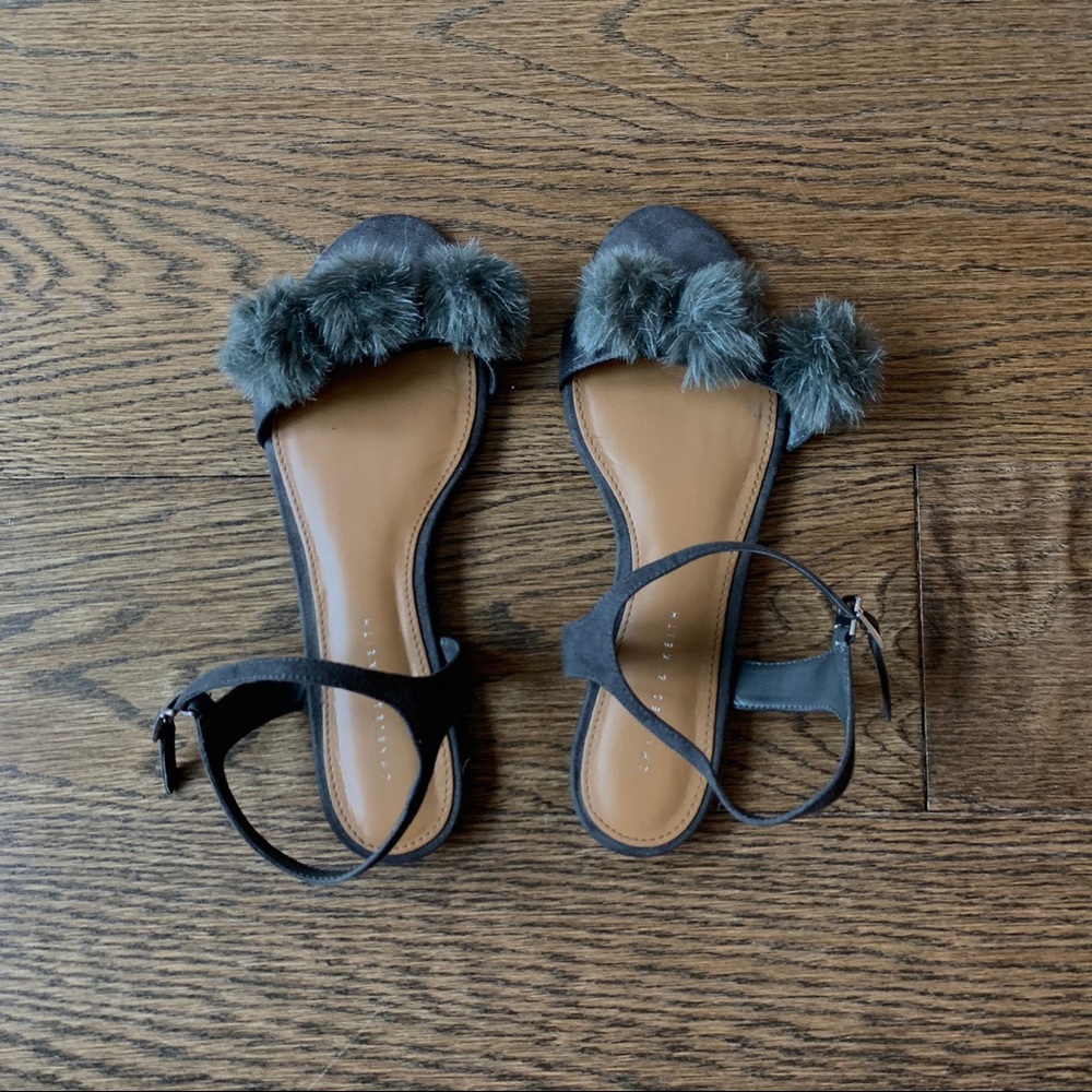 Grey Pom Flats